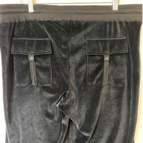 BCBGMaxazria Vintage Velour Track Pants Rhinestone Crown Logo Black Sz 2X Y2K - Picture 6 of 10